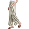 thumbnail image 4 of Pantalones de rayas de tiro alto y pierna ancha de algodón sueltos para mujer INSPIRE CHIC en color beige, 4 of 6