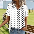 thumbnail image 5 of Ashyfjp Shirts for Women Casual Regular Fit Polka Dot Print Short Sleeve V-Neck Button Down Lightweight Womens Tops for Daily Summer Wear, Size S-XXL, 5 of 5