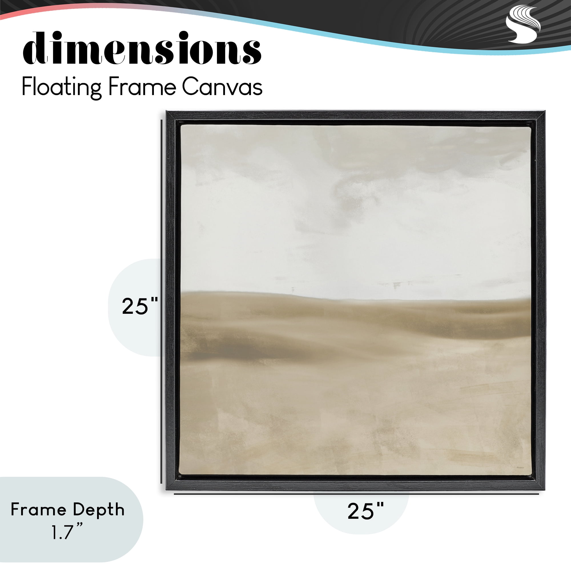 Stupell Industries Smooth Neutral Hills Black Framed Floater Canvas Wall Art, design by Dan Meneely
