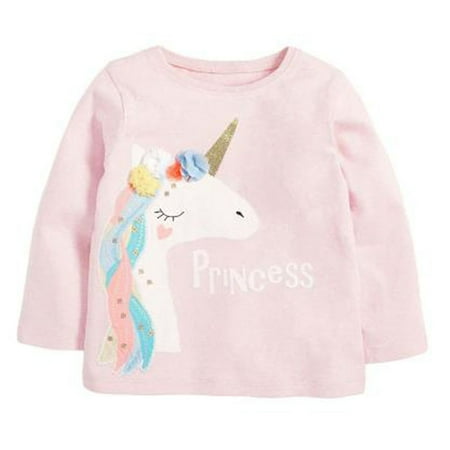 

Toddler Girls Long Sleeve T-Shirts Crewneck Cotton Comfort Soft Tops 2-7Years