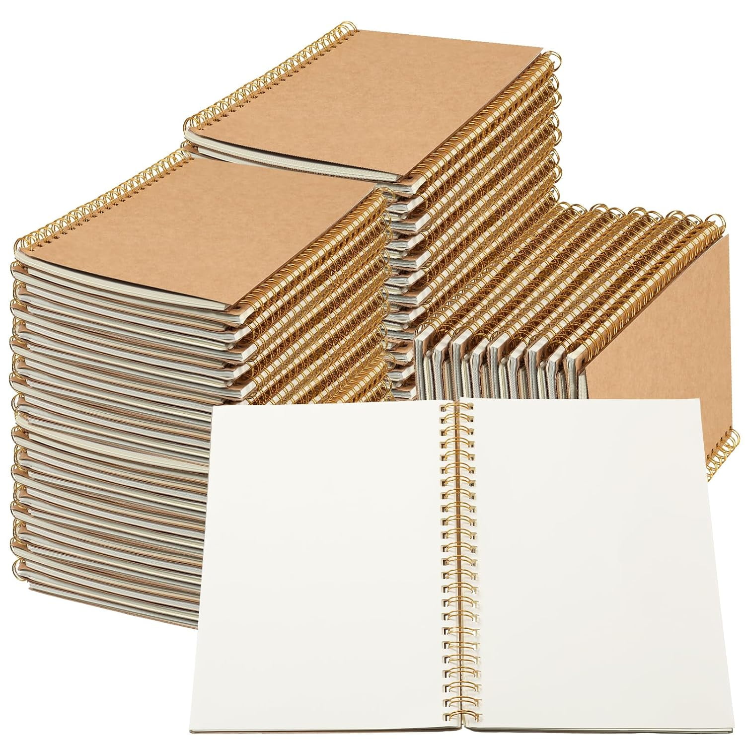 Dvjoy 24 Pack A5 Spiral Notebooks Blank Journal Unlined Sketch Pad with Kraft Paper Cover for Drawing Note Taking