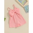 thumbnail image 3 of Suealasg Toddler Girls Romper Shorts Cute Bow Sleeveless Ribbed Short Jumpsuit Shorts 6M 12M 24M 2T 3T 4T Baby Girls Summer Clothes, 3 of 7