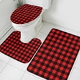 thumbnail image 3 of Black Red Plaid Bath Mat 3 Piece Bathroom Rug Set, Vintage Rustic Buffalo Checked Gingham Non Slip Bath Rug Contour Mat and Toilet Lid Cover, Absorbent Shower Mats Soft Bath Rugs and Mats Sets, 3 of 8