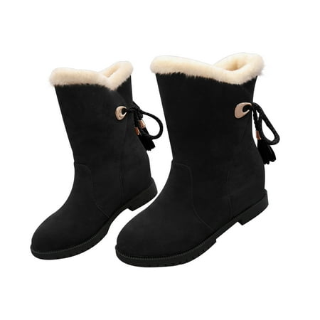 

Hvyesh Snow Boots for women with Fleece 2023 Chunky Ankle Booties Fur Lined Warm Boots Winter Outdoor Mid Calf Shoes Boots for Women Clearance