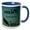 Blue/White, variant on 3drose, Flight Distance from Maryland to Aruba on Caribbean Sea Background., 11oz Two-tone Green Mug