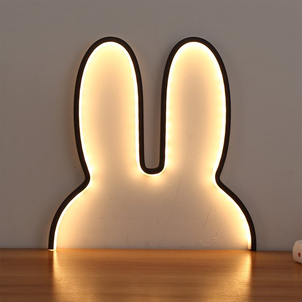 Luces Decorativas para Habitaciones de Adolescentes, Regalos de Pascua, Luces de Neón con Ambiente Cálido de Pascua, Luces Led de Conejito, Lámparas de Pared con Enchufe Usb para Mesita de Noche.