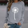 thumbnail image 2 of Bcresic Dandelion Graphic T Shirt Women Long Sleeve Tops Round Neck Funny Wildflower Tops Loose Lightweight Sweatshirt Raglan Clothing Spring Holiday Shirts,#05_Dandelion Gray,Large, 2 of 4
