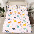 thumbnail image 2 of Homewish Kids Children Cartoon Dinosaur 3pcs Twin Sheet Sets,Kawaii Jungle Animal Twin Fitted Sheet,Cute Dino Breathable Flat Sheet,Lightweight Room Decor, 2 of 7