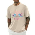 thumbnail image 2 of Jinhomg Mens Fashion T Shirts 2025 Valentine's Day Themed Graphic Tees Big and Tall Comfy Short Sleeve Crew Neck Holiday Tops Casual Daily Wear Beige XL, 2 of 4