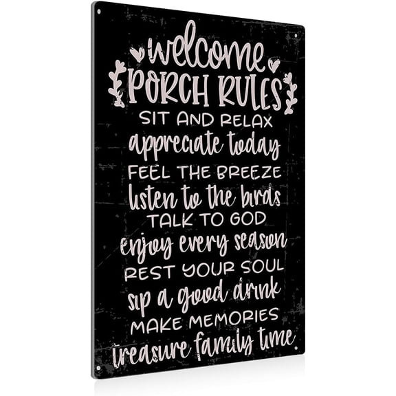 Vintage Welcome Patio Rules Sign Metal Tin Sign Wall Art Decor - Retro Sign for Home Patio Decor Gifts - 8x12 Inch
