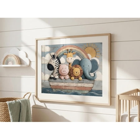 Noahs Ark Nursery Art Print, Unframed Paper Poster 8x10in