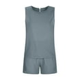 thumbnail image 6 of REORIAFEE Cute Two Piece Outfits for Women Summer 90s Themed Party Outfits 2PC Fashion Women Round Neck Sleeveless Blouse + Loose Cotton Linen Pockets Pants Short Sets Gray S, 6 of 8