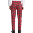 thumbnail image 3 of INSPIRE CHIC Men's Pants Plaid Elastic Waist Stretch Flat Front Dress Pants 30 Red, 3 of 7