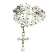 WINDLAND Colorful Crystal Bead Rosary Necklaces Cross Pendant Catholic Religious Necklace