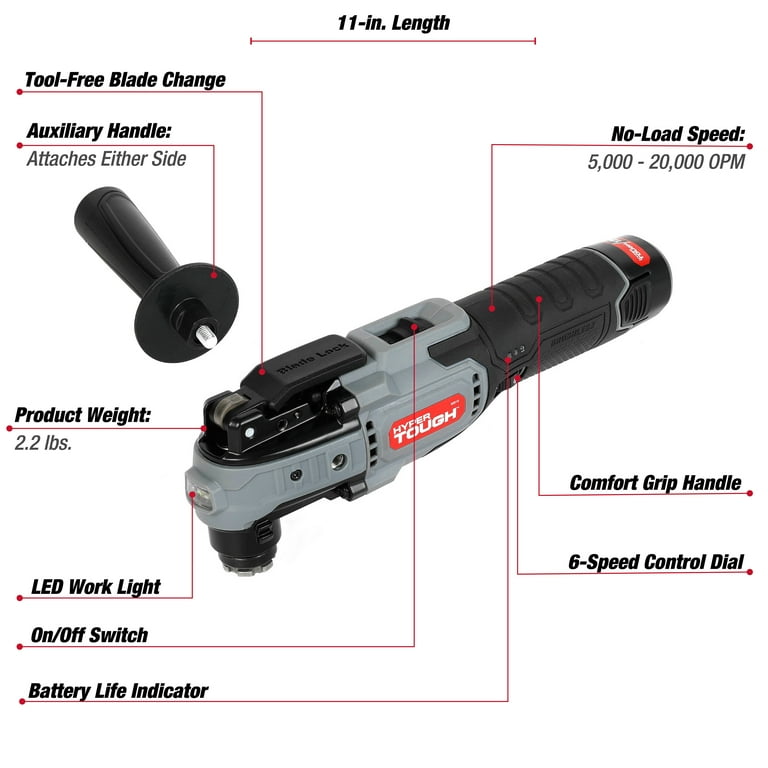 Hyper Tough 12V Max Lithium Ion Brushless Oscillating Multi Tool with 1.5Ah Battery and Charger 80015 Walmart