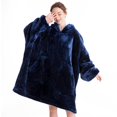 thumbnail image 1 of Aemicion Manta portátil de gran tamaño, manta Sherpa, sudadera con capucha suave, cálida y gruesa, sudadera con capucha grande para adultos y hombres, color azul marino, 1 of 1