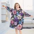 thumbnail image 5 of FORMRS Wearable Blanket Hoodie with Sleeves for Kids Cozy Flannel Sweatshirt, Pink and Purple Flowers, 5 of 7