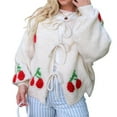 thumbnail image 3 of Cárdigan de Punto Grueso Oversize con Lazo Delantero para Mujer, Estampado de , Estilo Y2K S, 3 of 9