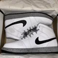 thumbnail image 1 of A i r-Jor-dan 1 Mid White/Black-Wolf Grey, 1 of 6