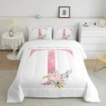 thumbnail image 2 of Erosebridal Letter Personalized Comforter Sets Queen Size,Floral Flower Bedding Queen Comforter Set,Initial Monogrammed Bedding Sets Queen with Comforter,Teens Bedroom Decor,Reversible,3 Pieces, 2 of 8
