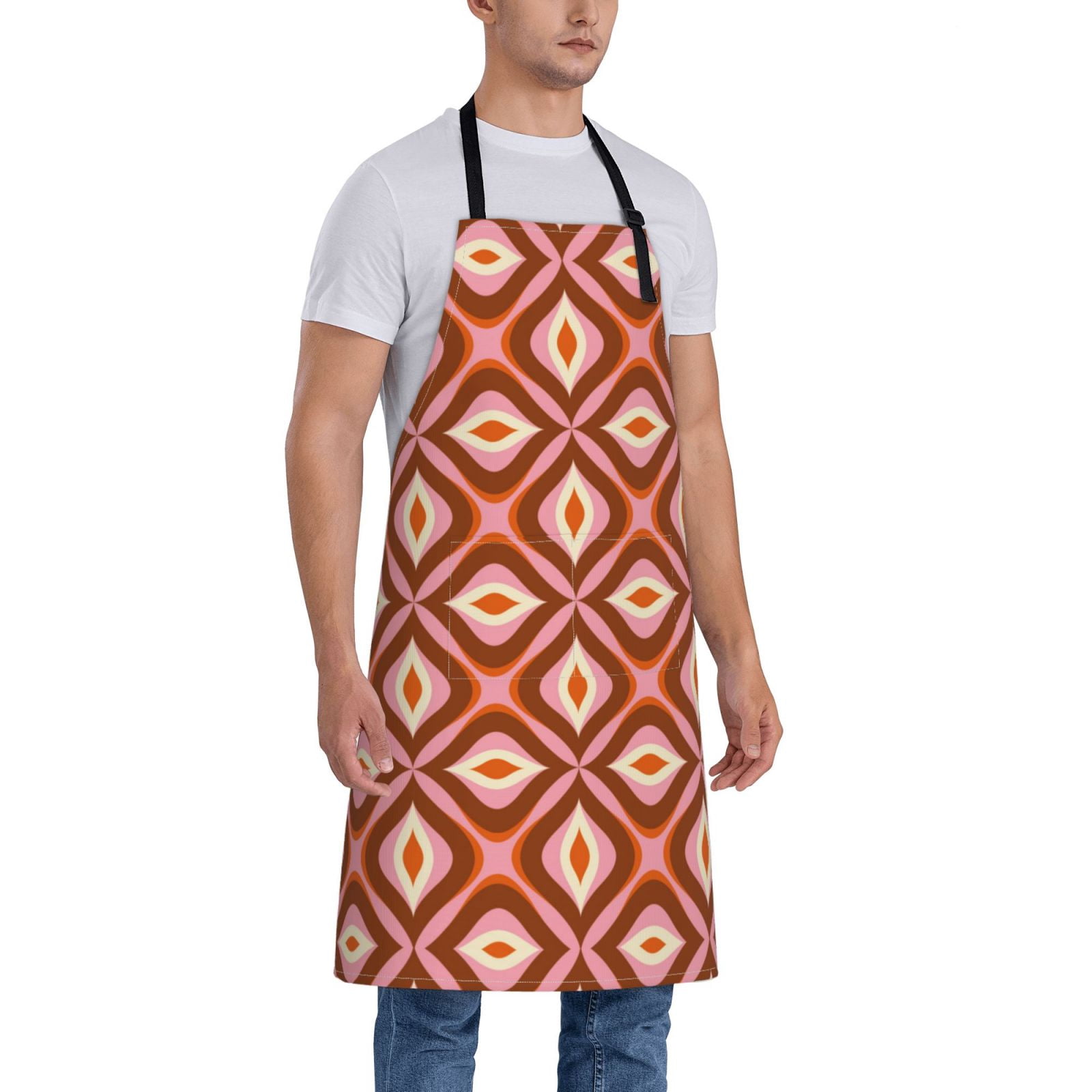 Kdxio 70s Retro Style Apron with Pockets Adjustable Kitchen Aprons for Men Women Waterproof Aprons for Cooking,Drawing,Crafting, Baking Household Cleaning