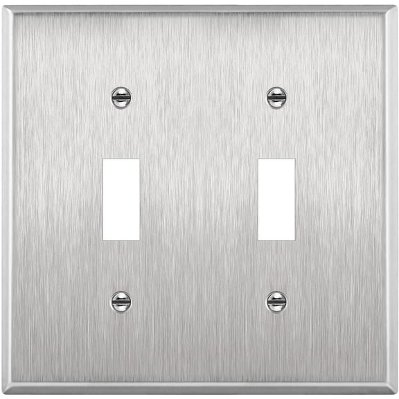ENERLITES Toggle Light Switch Stainless Steel Wall Plate, Metal Plate Corrosive Resistant Cover for Rotary Dimmers Lights, Size 2-Gang 4.50" x 4.57", 7712, 430 Stainless Steel, UL Listed, Silver
