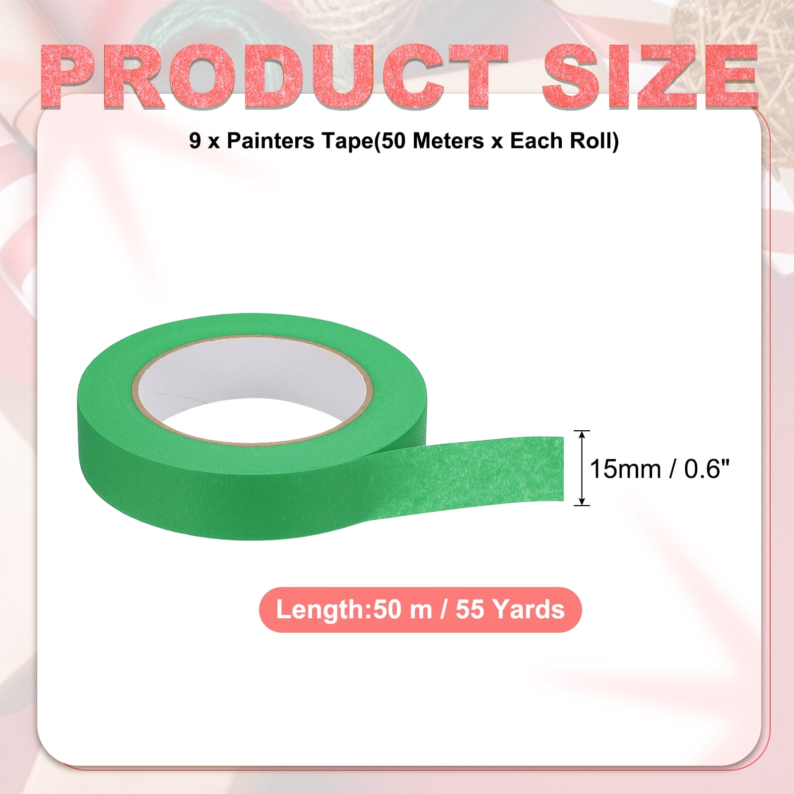 1 Inch x 495 Yards Painters Tape, Adhesive Masking Tape Paint Tapes for Wall Painting DIY Artist Craft Arts Decoration Labeling, Green