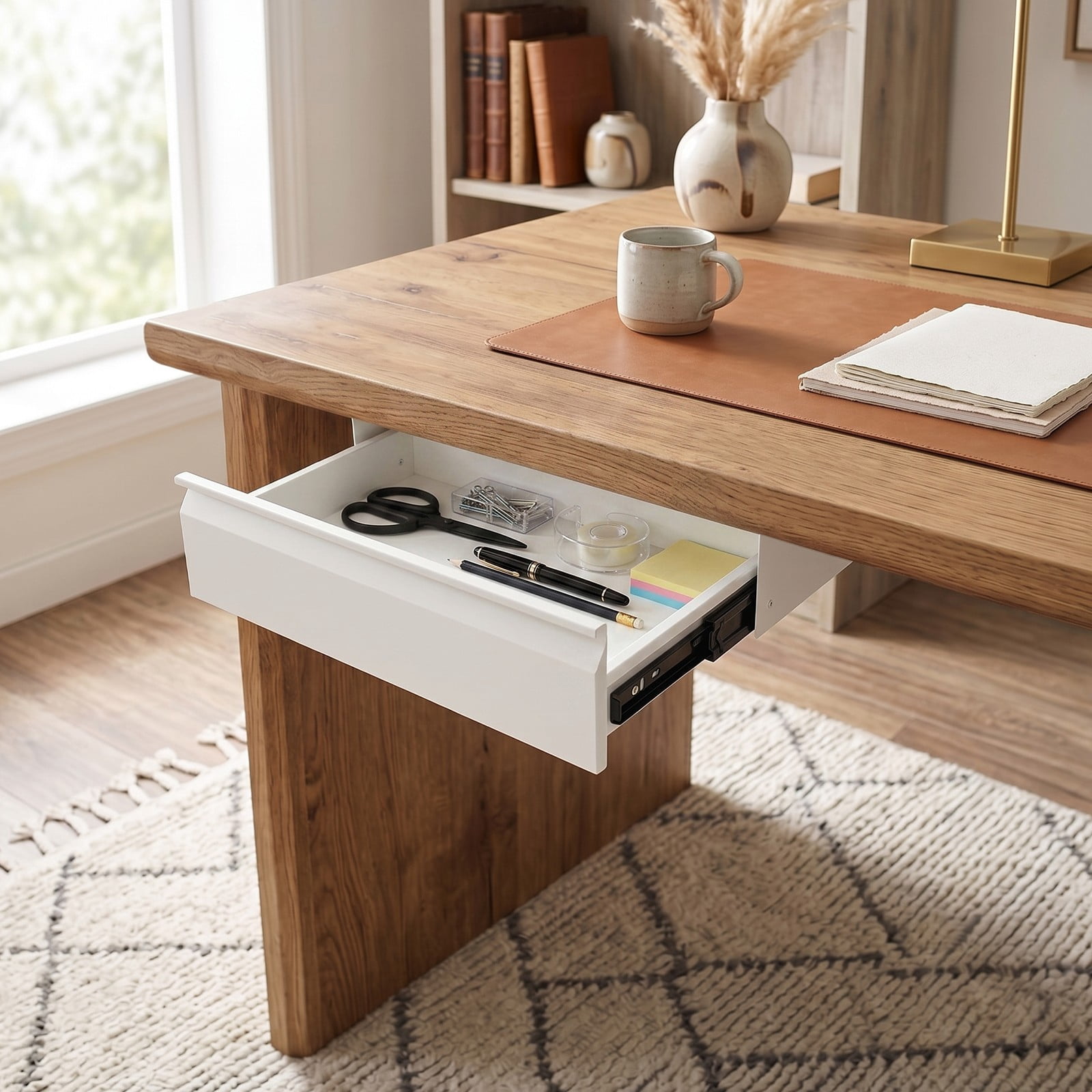 Under Desk Mounted Sliding Pull-out Drawer, Under Desk Drawer Slide Out,Workbench Drawers Storage Organizer Undermount Drawer