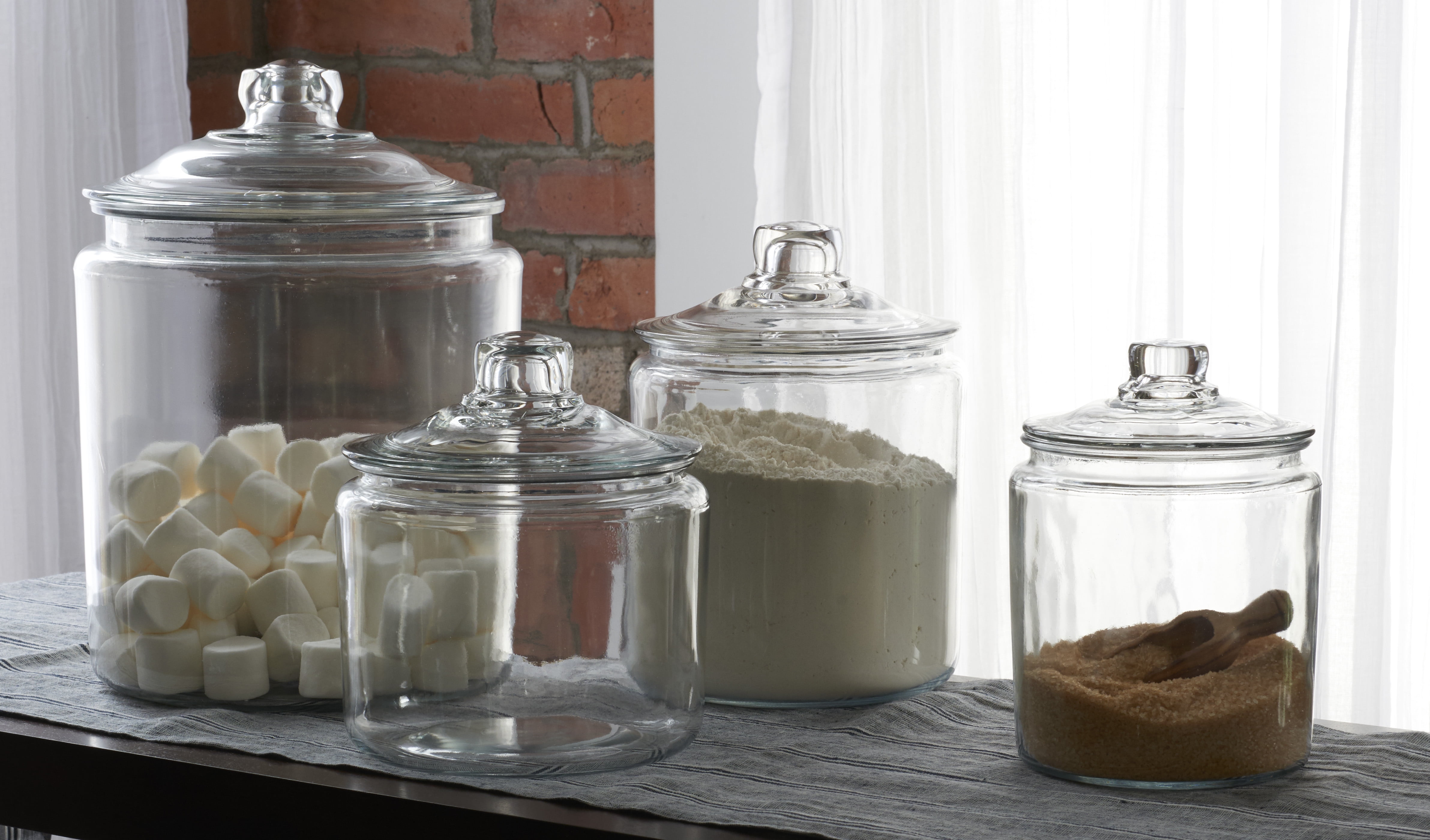 & 1/4Gallon Glass Cookie Jar -2x 1/2 Gallon - Glass Apothecary Jars With Lids Sugar Containers For Countertop 32oz Canister Sets For Kitchen Counter 64oz Glass Candy Jars Glass Canisters Set Of 4 