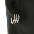 thumbnail image 2 of Stainless Steel Two-Tone Polished Hoop Huggie Earrings, 2 of 3