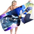 thumbnail image 3 of Toallas de baño con estampado 3D de Sonic The Hedgehog, de anime Harajuku, suaves, absorbentes y de secado rápido, para playa, para bebé, estilo kawaii, 3 of 5