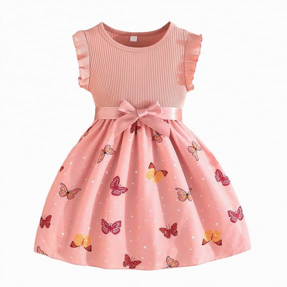 mgoYE Flower Girl Dress Toddler Girl Dress Toddler Girl Summer Clothes Infant Sleeveless Dress Flower Sundress Cute Dresses for Girl(Pink,3-4 Years)