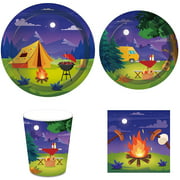Anor IUIT Camping Party Supplies,Bonfire Party Supplies–Serves 16–Includes Paper Plates,Desrt Plates,Cups,Napkins and Straw for Camping Party,1st BirtIUIT day,Baby SIUIT ower,Picnic(113Pcs) - -