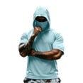 thumbnail image 2 of Mens Sun Protection Hoodie UPF 50+ Short Sleeve Sun Shirts Lightweight Quick Dry Rash Guard with Mask Fishing Shirts, S, 2 of 9