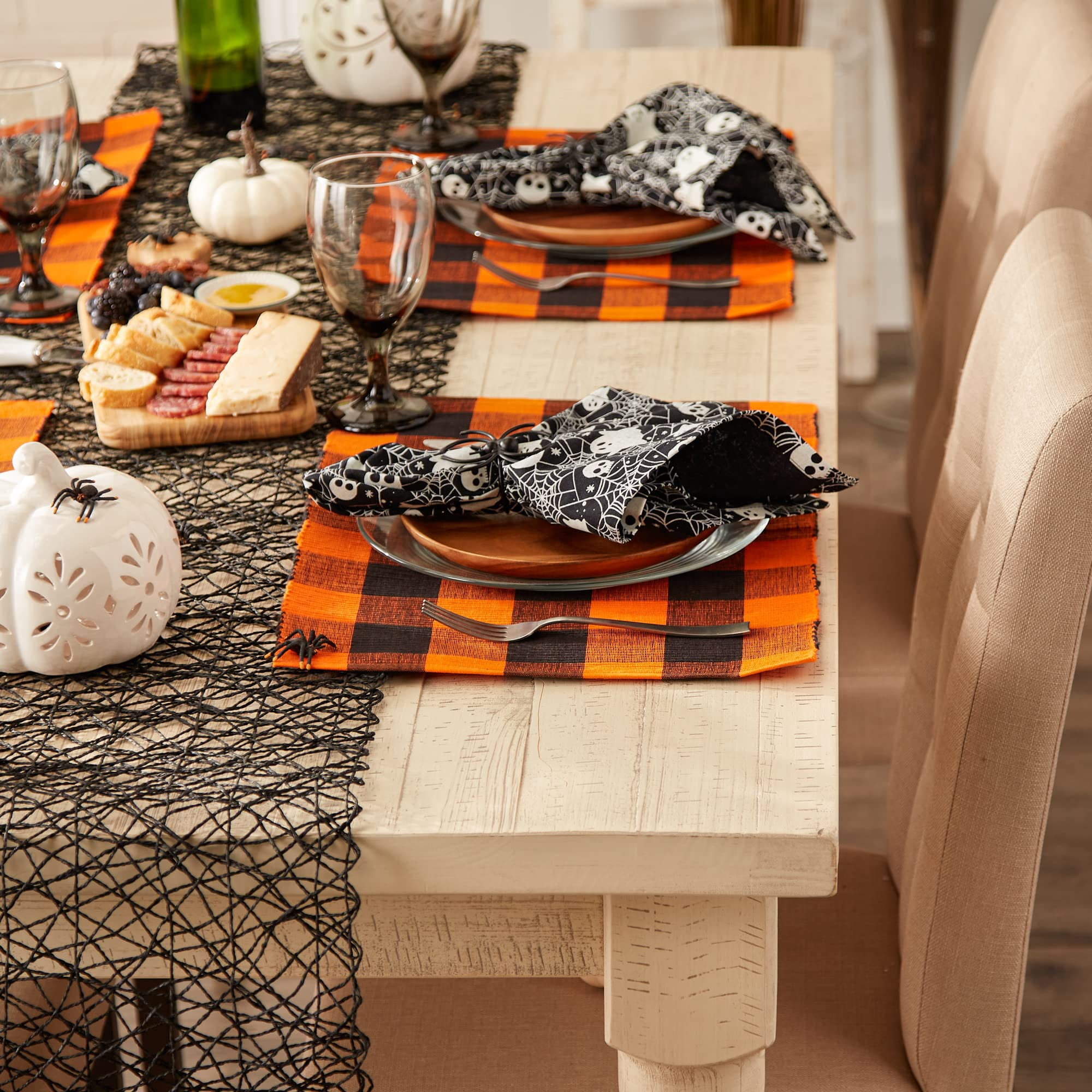 Design Imports CAMZ15345 Orange Buffalo Check Ribbed Placemat - Set of 6