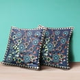 thumbnail image 3 of Glory of Flowers Peacock Indoor/Outdoor Pillow in Deep Blue Red Off-White 20x20, 3 of 5