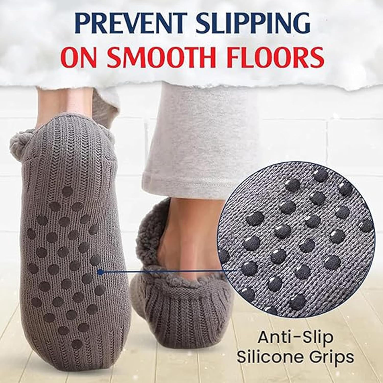 Truecups Chaussettes Polaires Antidérapantes Doublées – Chaussettes-Chaussons Ultra Chaudes Intérieur Hiver Homme/Femme