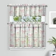 thumbnail image 2 of Pink Bow Kitchen Curtain Valance 3 Piece Set Short Curtain Sink Window Decor 36 Inch Small Window Treatment Tier 27.5x36 Length, 2 of 4