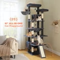 thumbnail image 2 of Pefilos 81" Tall Cat Tree for Indoor Cats, Multi-Level Cat Tower with Metal Frame Hammock, Scratching Ramp, 2 Top Perches, 2 Cozy Condos & 6 Scratching Posts, Dark Gray, 2 of 7