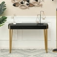 thumbnail image 2 of LuxenHome Black Wood and Gold Metal Console and Entry Table, 2 of 9