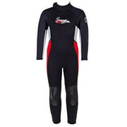 Seavenger Scout 3mm Kids Wetsuit | Full Body Neoprene Suit for Snorkeling, Swimming, Diving (Fire Red, 14)