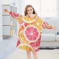 thumbnail image 5 of FORMRS Wearable Blanket Hoodie with Sleeves for Kids Cozy Flannel Sweatshirt, Pink Grapefruit Slices, 5 of 7