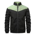 thumbnail image 4 of Men's Color Block Bomber Jacket Lightweight Varsity Coat Windproof Lapel Collar Loose Fit Casual Sports Top, 4 of 7