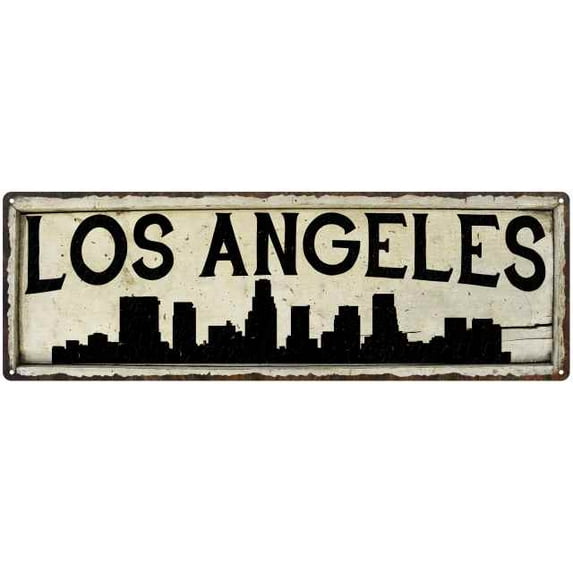 Los Angeles City Sky Line Silhouette Wall Decor 6x18 Metal Sign 106180028026