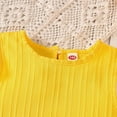 thumbnail image 5 of Xyant Toddler Baby Girl Clothes Knit Floral Fly Sleeve Tops Shorts Cute Summer Spring Outfits Infant Baby Girl Clothing Set (Yellow,4-5 Years), 5 of 7