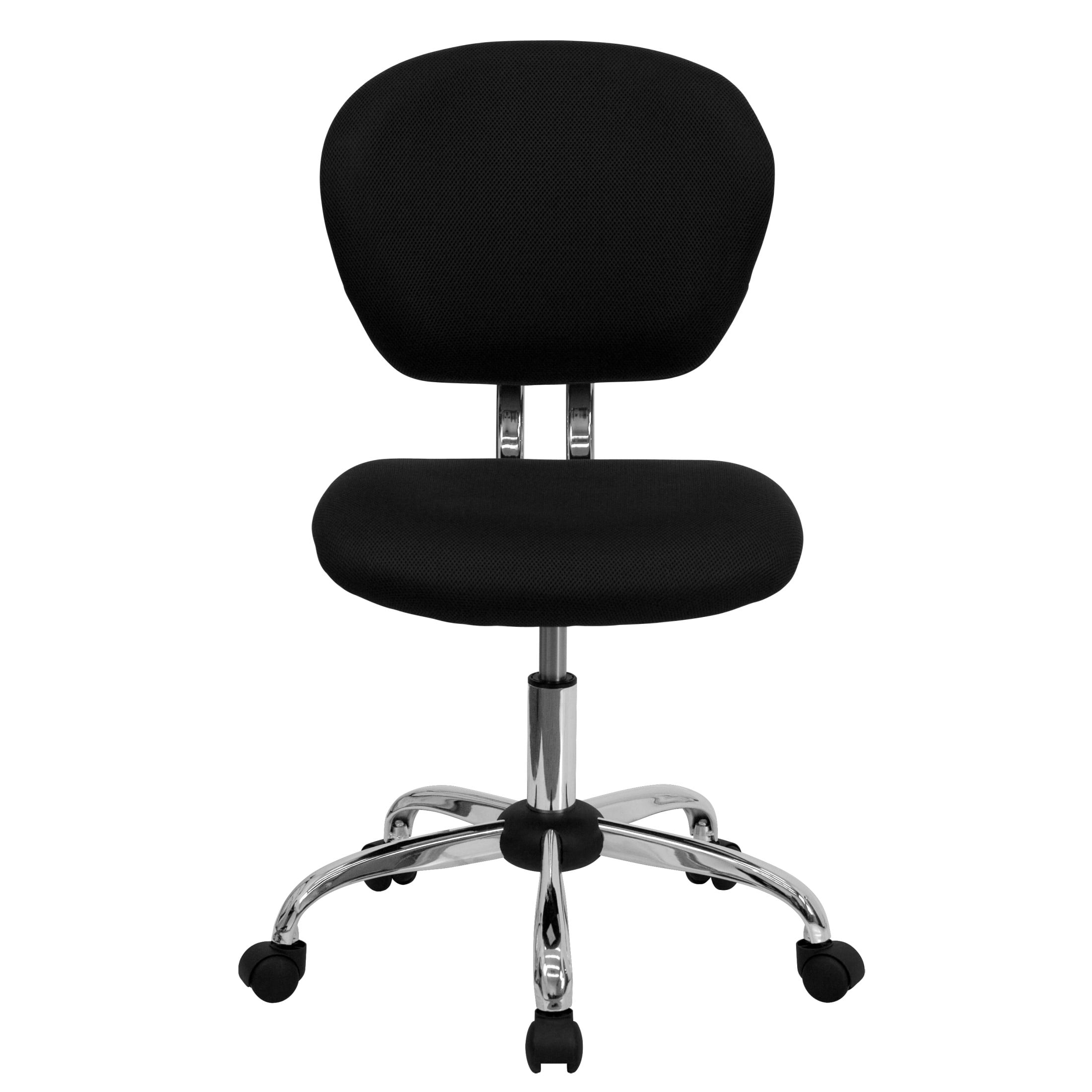Flash Furniture Beverly Mid-Back Swivel Ergonomic Mesh Office Chair with Padded Seat, Black/Chrome