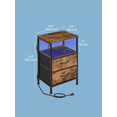 thumbnail image 4 of Ledrem Nightstand with Charging Station & App-Controlled LED Lights, Bed Side Table with 2 Drawers and 1 Open Shelf, Rustic Brown and Ink Black, 4 of 7