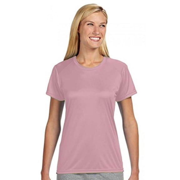 A4 Women's Cooling Performance Crew Short Sleeve T-Shirt, Pink, Small