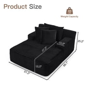Muumblus Oversized Chaise Lounge Chair Indoor Furniture, No Assembly Required, Plush Corduroy Cloud Floor Sofa Bed for Living Room, Black