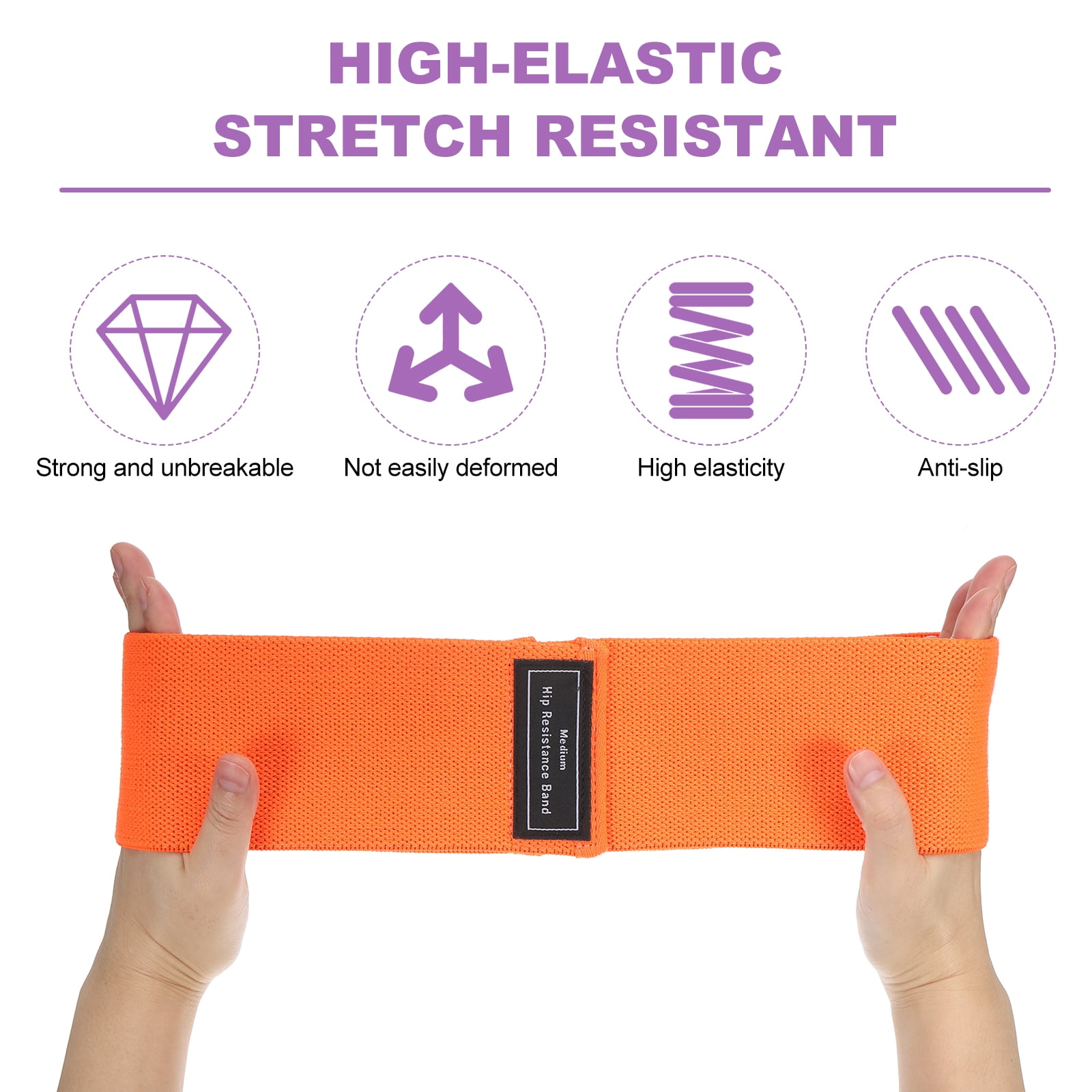 Uxcell 3Pcs Fabric Resistance Bands Booty Workout Bands with Bag and Instruction, Green, Orange, Purple